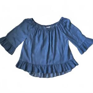 Anthropologie Jane & Delancey Chambray Off Shoulder Top Women’s XL Blue Lyocell